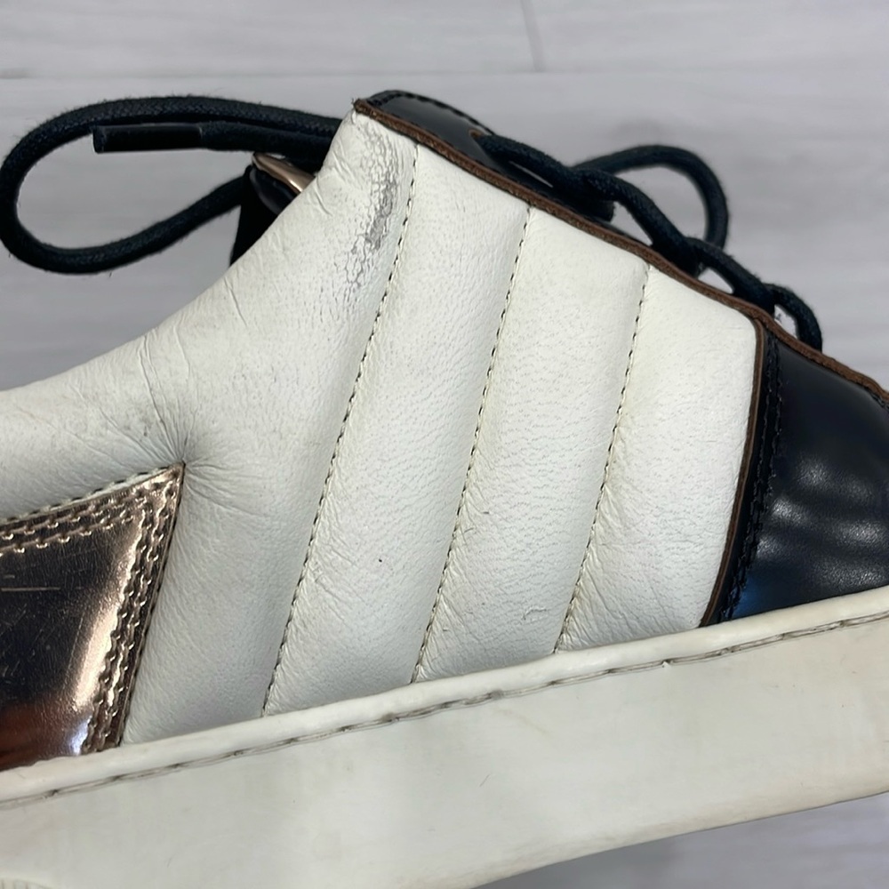 Proenza Schouler Black, Cream & Rose Gold Metallic Sneakers Size 36 - Picture 10 of 16